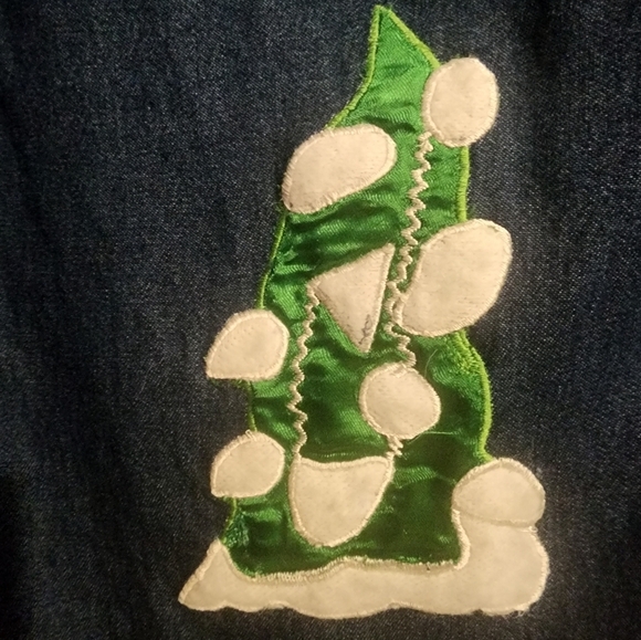 VTG Denim Christmas Shirt Med Embroidery Boho Button up Long Sleeve Cottagecore - Picture 5 of 9